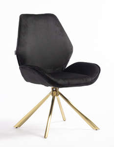 FOTEL HR350 PAJĄK CZARNY WELUR ZŁOTA PODSTAWA