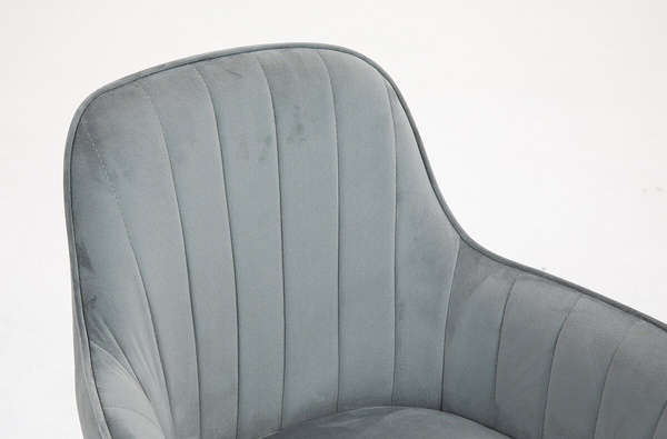 FOTEL HR2022K STALOWY WELUR CZARNA PODSTAWA