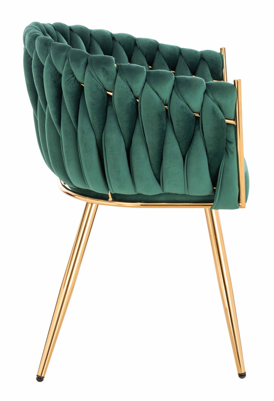 HR750 KRZESŁO ZŁOTE NOGI BUTELKOWA ZIELEŃ WELUR