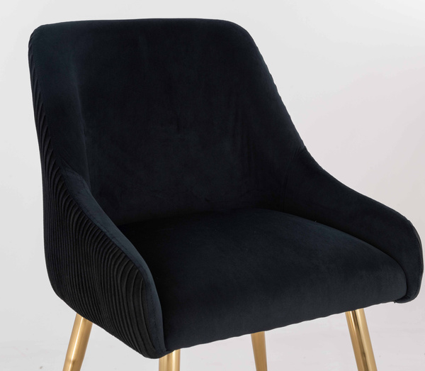 HR920 KRZESŁO ZŁOTE NOGI CZARNY WELUR