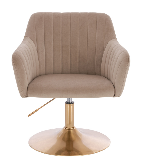 FOTEL HR190N LATTE WELUR ZŁOTA PODSTAWA