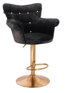 FOTEL HR804CW CZARNY WELUR ZŁOTA PODSTAWA