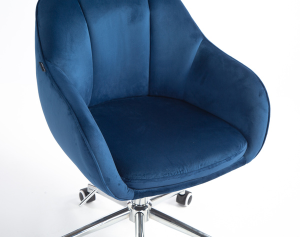 HOKER HR2055K CIEMNE MORZE  WELUR CHROMOWANA PODSTAWA