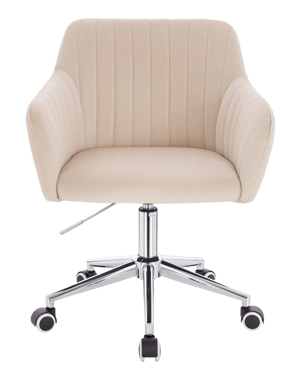 FOTEL HR190K KREMOWY WELUR CHROMOWANA PODSTAWA