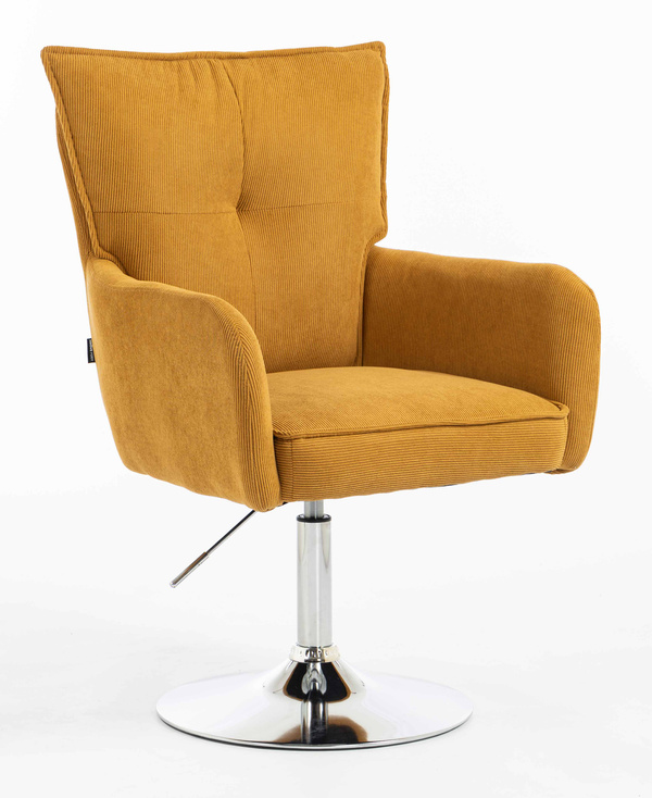 HOKER HR250N ŻÓŁTY CURRY PREMIUM CORD SZTRUKS CHROMOWANA PODSTAWA