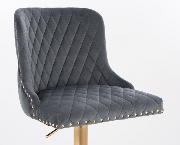 FOTEL HR940W GRAFITOWY WELUR ZŁOTA PODSTAWA