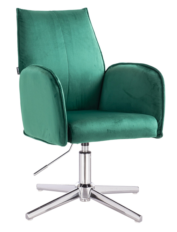 FOTEL HR280CROSS BUTELKOWA ZIELEŃ WELUR CHROMOWANA PODSTAWA