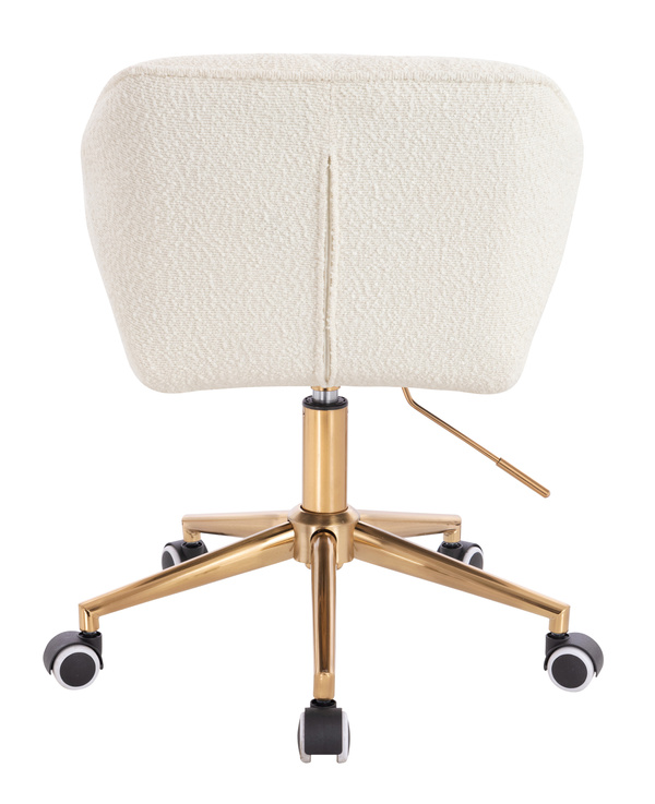 FOTEL HR111K KREMOWY BARANEK ZŁOTA PODSTAWA