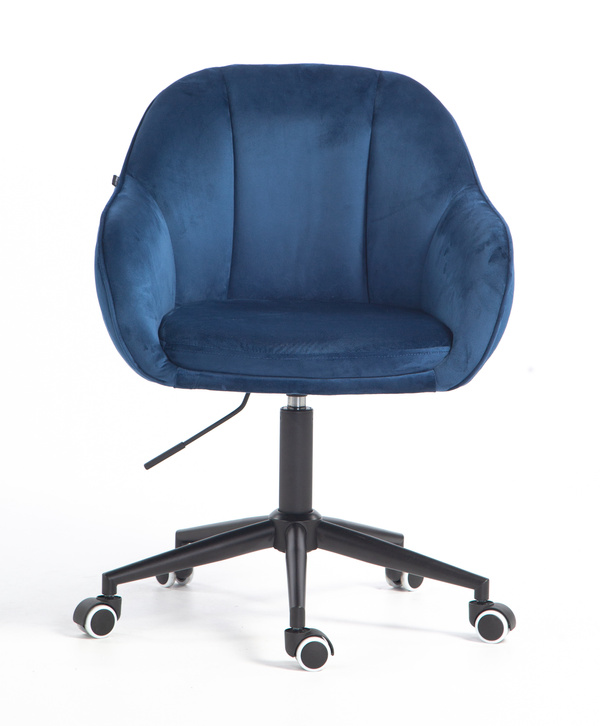 FOTEL HR2055K CIEMNE MORZE WELUR CZARNA PODSTAWA