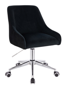 FOTEL HR920K CZARNY WELUR CHROMOWANA PODSTAWA