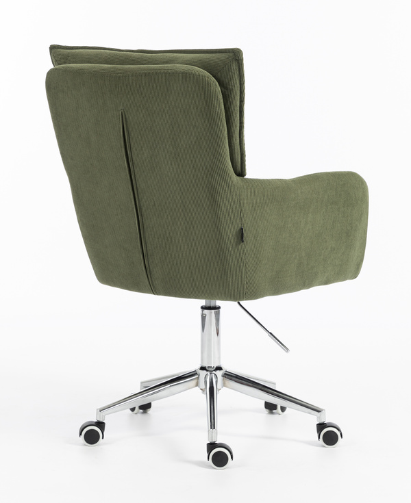 HOKER HR250K ZIELONY SZAŁWIA PREMIUM CORD SZTRUKS CHROMOWANA PODSTAWA