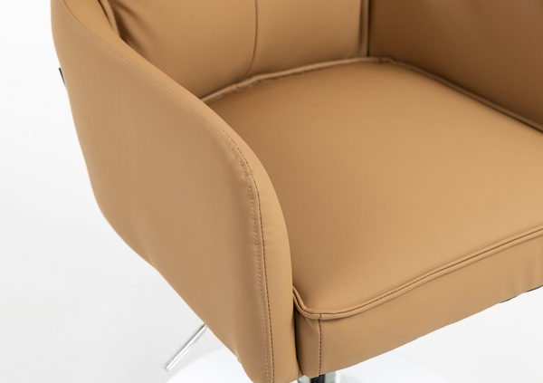 HOKER HR250N KARMELOWY EKOSKÓRA PREMIUM SOFT CHROMOWANA PODSTAWA