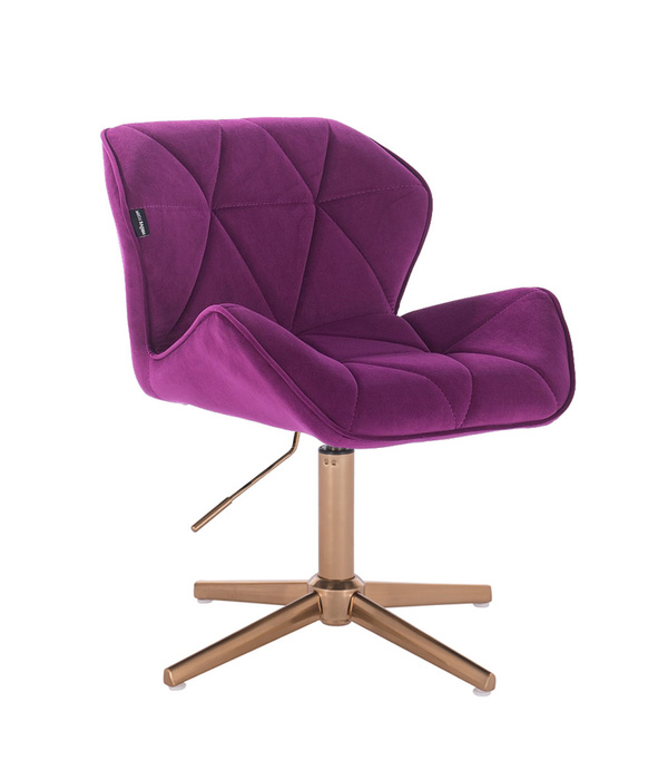 FOTEL HR111CROSS FUKSJA WELUR ZŁOTA PODSTAWA