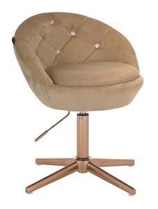 FOTEL HR948CROSS LATTE WELUR ZŁOTA PODSTAWA