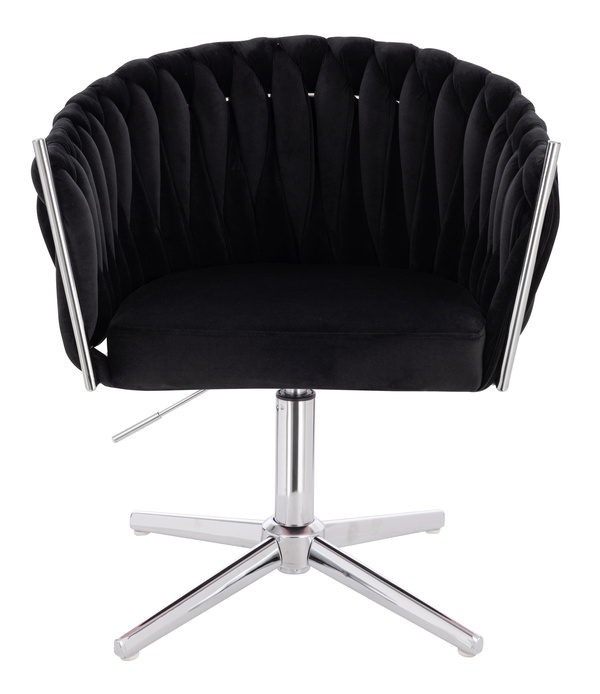 FOTEL HR750CROSS CZARNY WELUR CHROMOWANA PODSTAWA