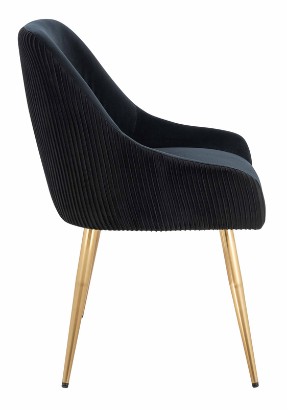 HR920 KRZESŁO ZŁOTE NOGI CZARNY WELUR