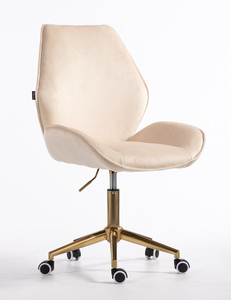 FOTEL HR350K KREMOWY WELUR ZŁOTA PODSTAWA