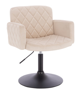 FOTEL HR802N KREMOWY WELUR CZARNA PODSTAWA