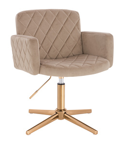 FOTEL HR802CROSS LATTE WELUR ZŁOTA PODSTAWA