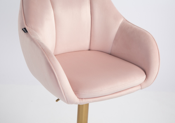 HOKER HR2055W PUDROWY RÓŻ WELUR ZŁOTA PODSTAWA