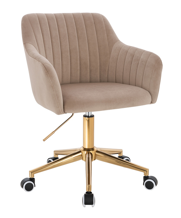 FOTEL HR190K LATTE WELUR ZŁOTA PODSTAWA