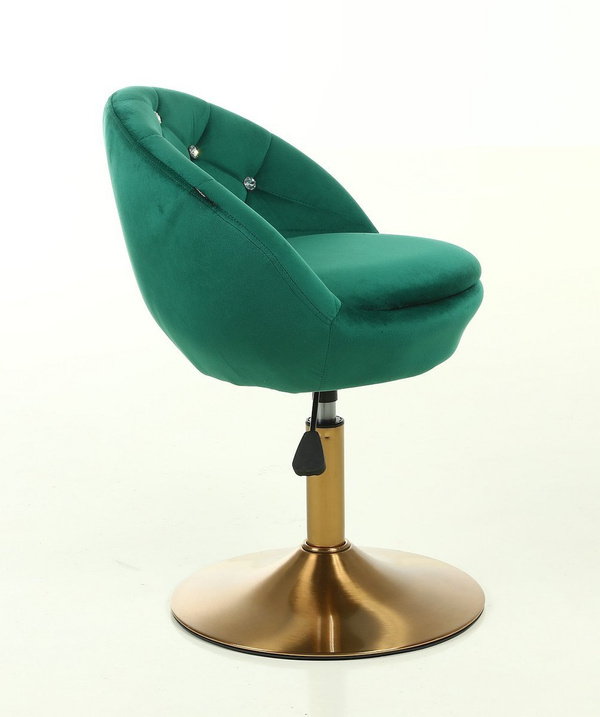 FOTEL HR948 BUTELKOWA ZIELEŃ WELUR ZŁOTA PODSTAWA