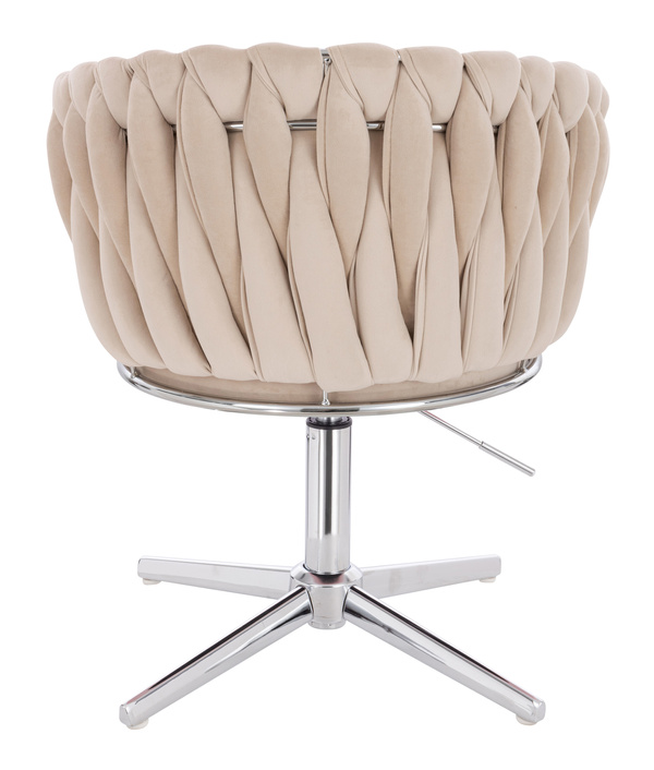 FOTEL HR750CROSS KREMOWY WELUR CHROMOWANA PODSTAWA