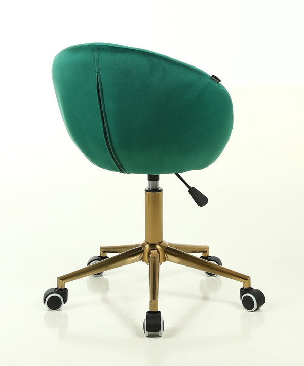 FOTEL HR948 BUTELKOWA ZIELEŃ WELUR ZŁOTA PODSTAWA