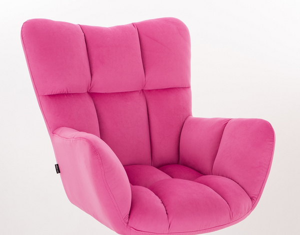 FOTEL HR650N MALINOWY WELUR CHROMOWANA PODSTAWA
