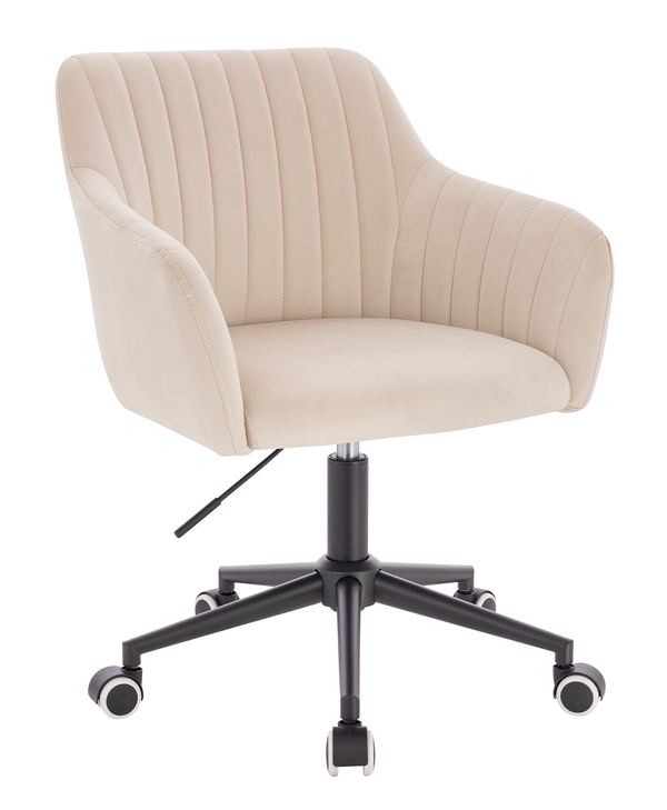 FOTEL HR190K KREMOWY WELUR CZARNA PODSTAWA