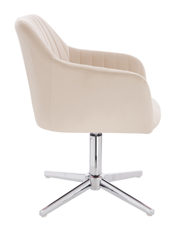 FOTEL HR190CROSS KREMOWY WELUR CHROMOWANA PODSTAWA