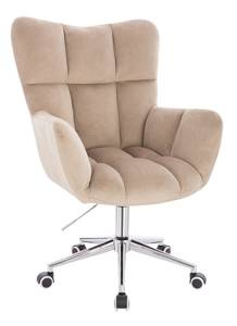 FOTEL HR650K LATTE WELUR CHROMOWANA PODSTAWA