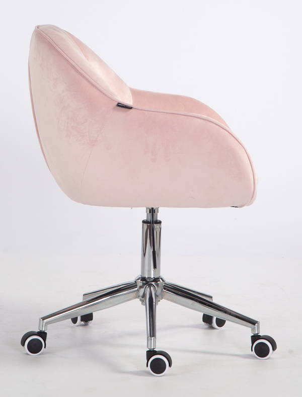 HOKER HR2055K PUDROWY RÓŻ WELUR CHROMOWANA PODSTAWA