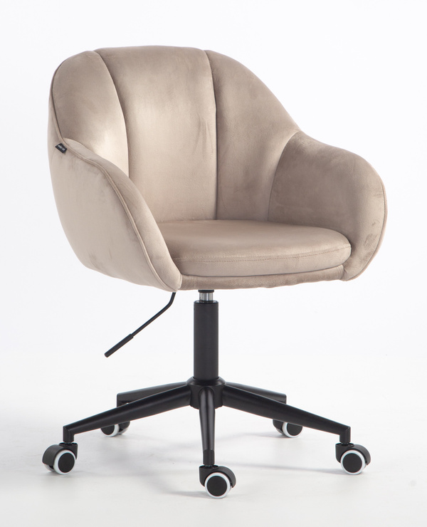 FOTEL HR2055K LATTE WELUR CZARNA PODSTAWA