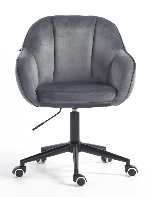 FOTEL HR2055K GRAFITOWY WELUR CZARNA PODSTAWA