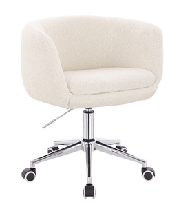 FOTEL HR333K KREMOWY BARANEK CHROMOWANA PODSTAWA