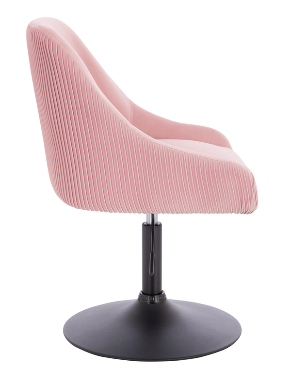 FOTEL HR920N PUDROWY RÓŻ WELUR CZARNA PODSTAWA