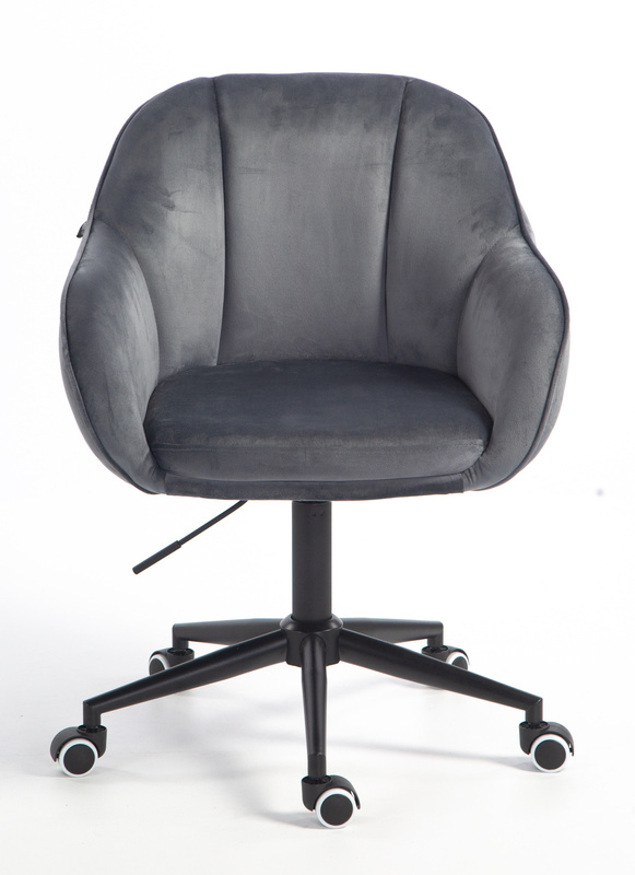 FOTEL HR2055K GRAFITOWY WELUR CZARNA PODSTAWA