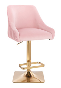 FOTEL HR920KW PUDROWY RÓŻ WELUR ZŁOTA PODSTAWA