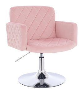 FOTEL HR802N PUDROWY RÓŻ WELUR CHROMOWANA PODSTAWA