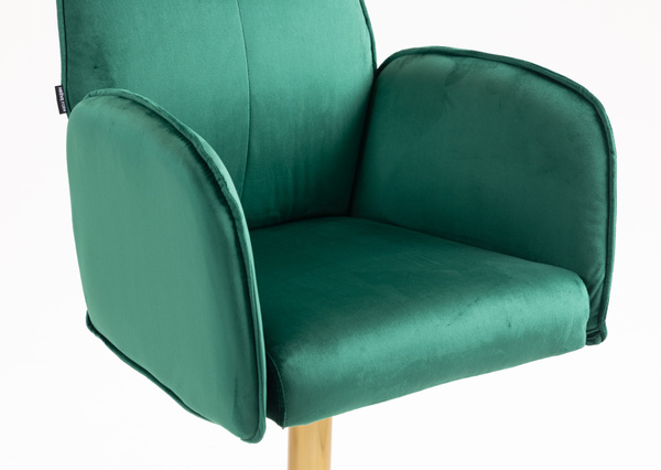 FOTEL HR280KW BUTELKOWA ZIELEŃ WELUR ZŁOTA PODSTAWA
