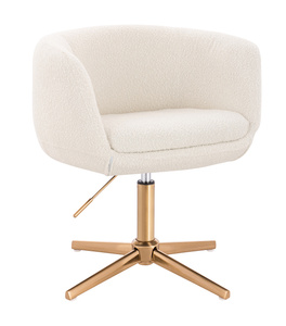 FOTEL HR333CROSS KREMOWY BARANEK ZŁOTA PODSTAWA