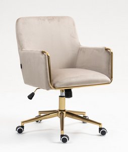 FOTEL HR4318K LATTE WELUR ZŁOTA PODSTAWA