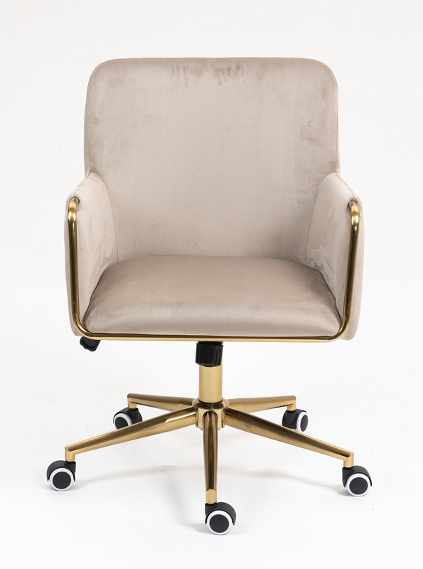 FOTEL HR4318K LATTE WELUR ZŁOTA PODSTAWA