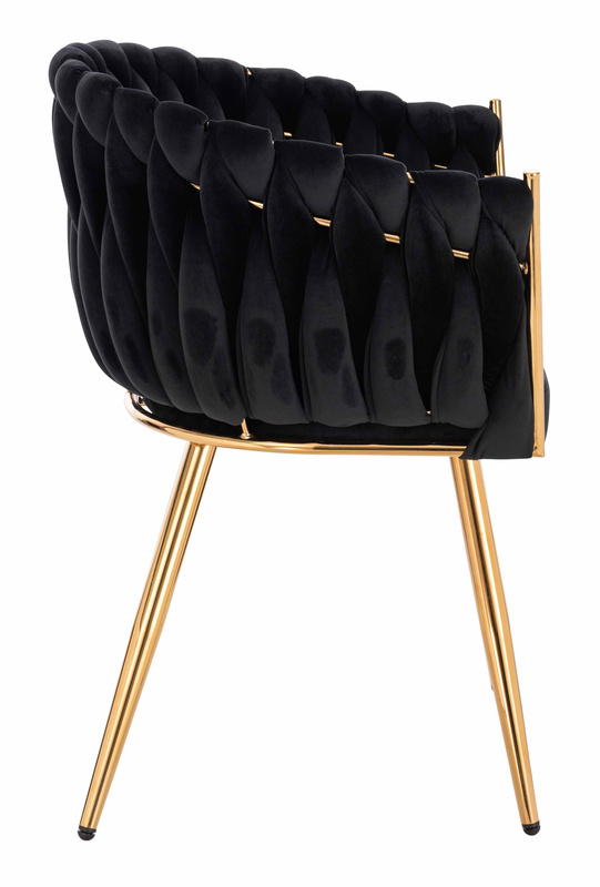 HR750 KRZESŁO ZŁOTE NOGI CZARNY WELUR