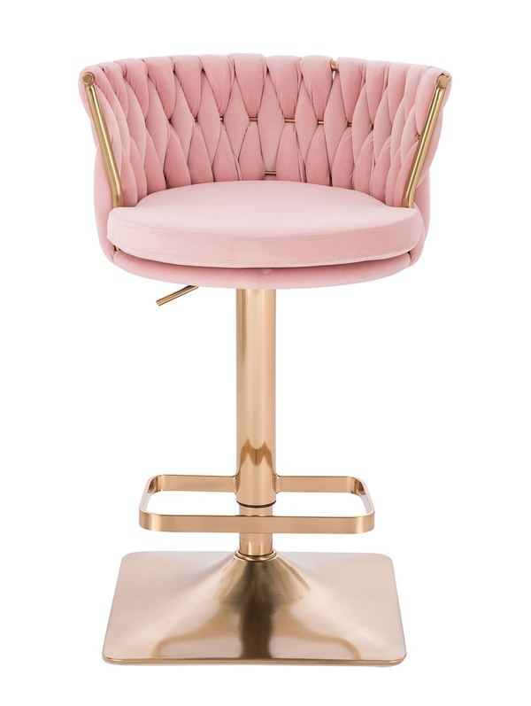 FOTEL HR450KW PUDROWY RÓŻ WELUR ZŁOTA PODSTAWA