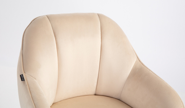 FOTEL HR2055N KREMOWY WELUR CZARNA PODSTAWA