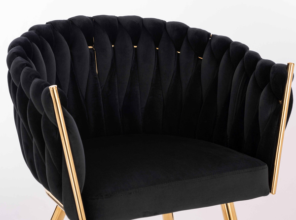 HR750 KRZESŁO ZŁOTE NOGI CZARNY WELUR