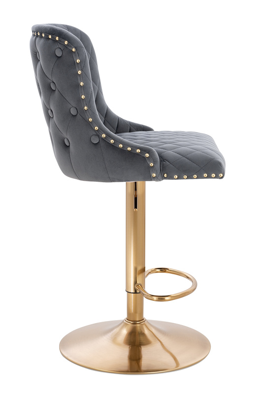 FOTEL HR940W GRAFITOWY WELUR ZŁOTA PODSTAWA