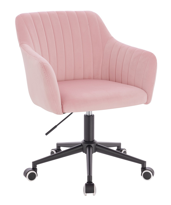 FOTEL HR190K PUDROWY RÓŻ WELUR CZARNA PODSTAWA